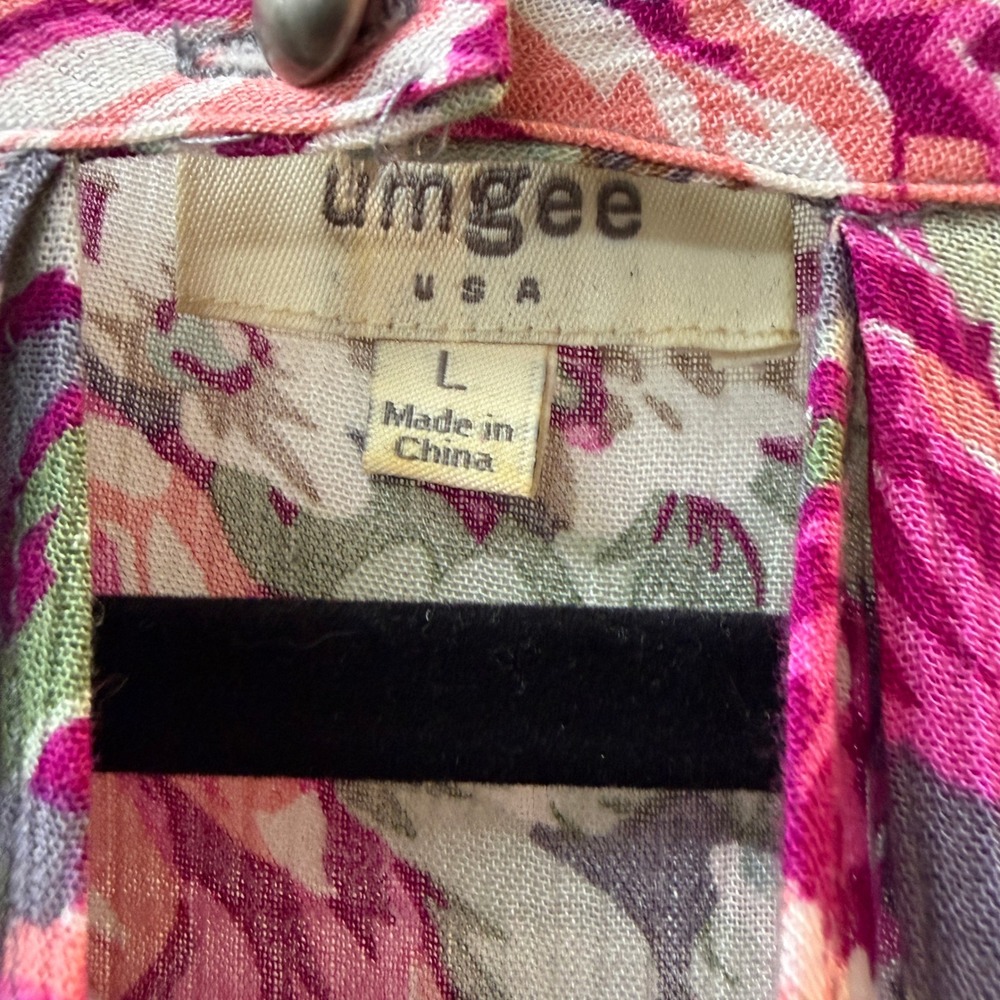 UMGEE Tunic Women LARGE Mini Dress Floral Bohemian Cottagecore Spring Party - Picture 4 of 10